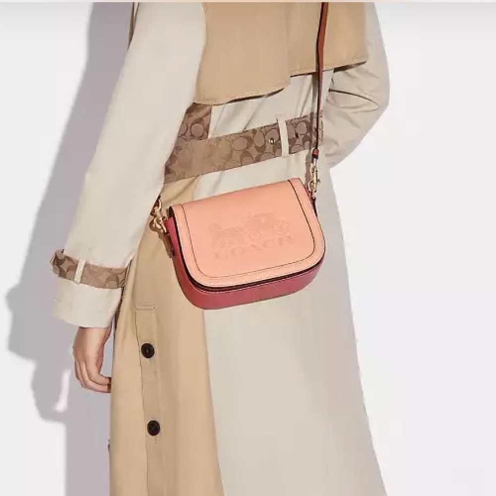 Coach Saddle Bag In Colorblock With Horse And Carriage - Picture 2 of 16